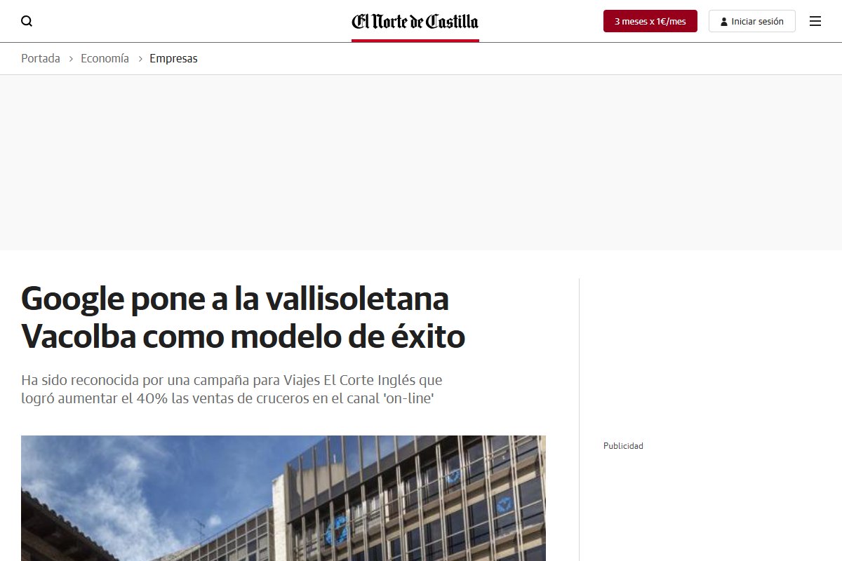 Noticia El Norte de Castilla - Google pone a Vacolba como modelo de &eacute;xito